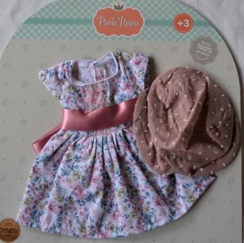 Obleček šaty s kloboučkem na panenky 42 cm