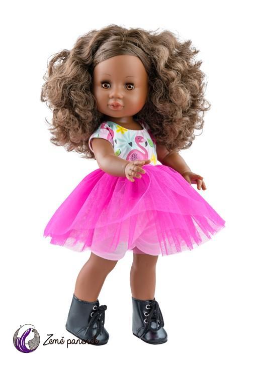 Obleček šaty růžový plameňák na panenky 42 cm