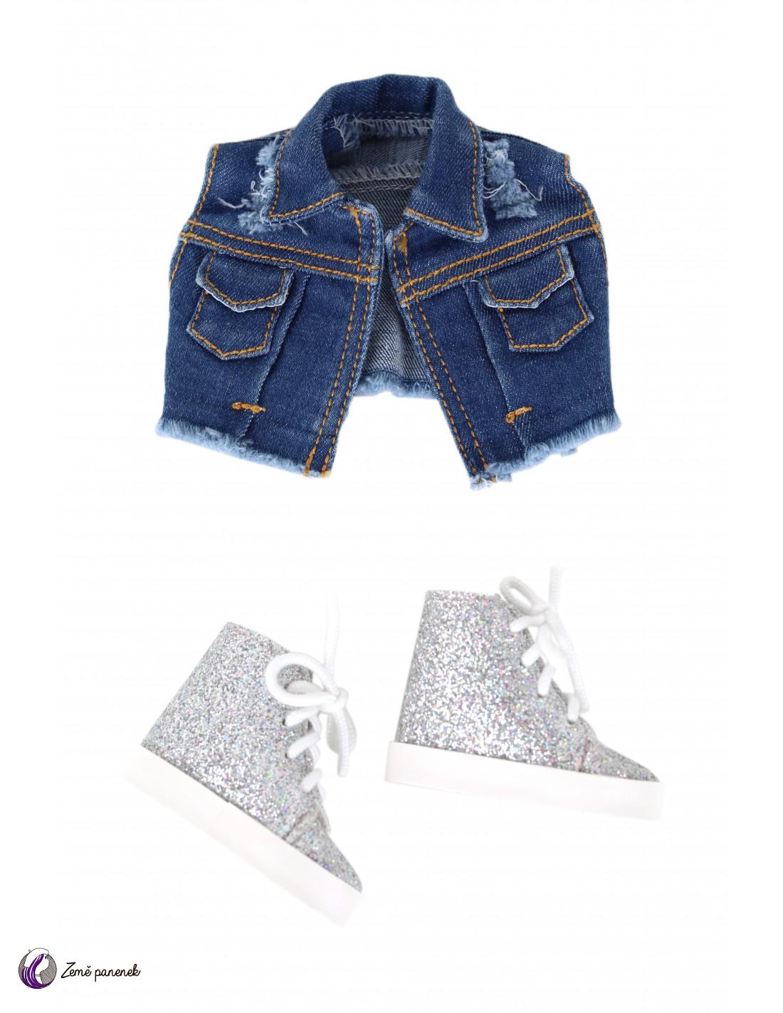 Obleček Ruby Red Siblies Denim Duo (Sliver) - vestička a boty