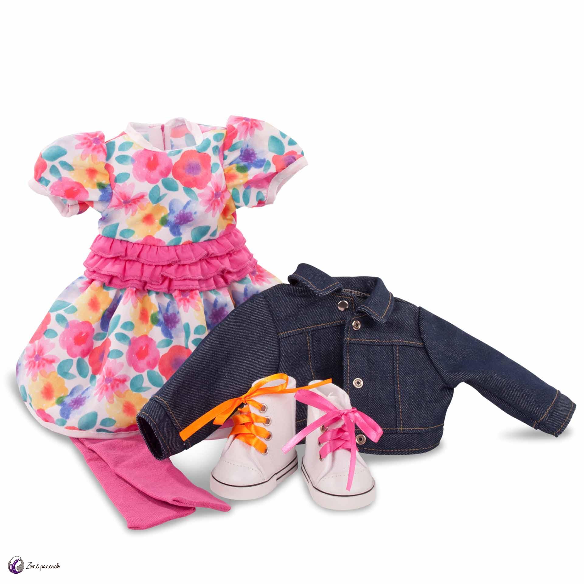 Götz Obleček Set s květovanými šatičkami pro panenky 42-50 cm