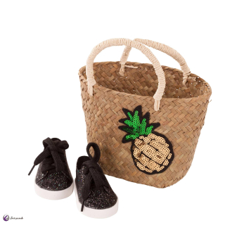 Boty Set černé třpytivé tenisky a košíček pro 42-50 cm