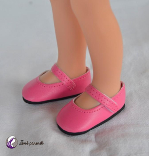 Boty růžové střevíčky na suchý zip na panenky 32 cm