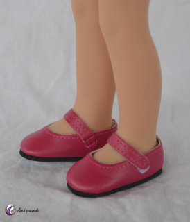 Boty růžovo-červené střevíčky na suchý zip na panenky 32 cm